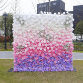 Aperturee - Aperturee Gradient Purple Pink White Artificial Flower Wall